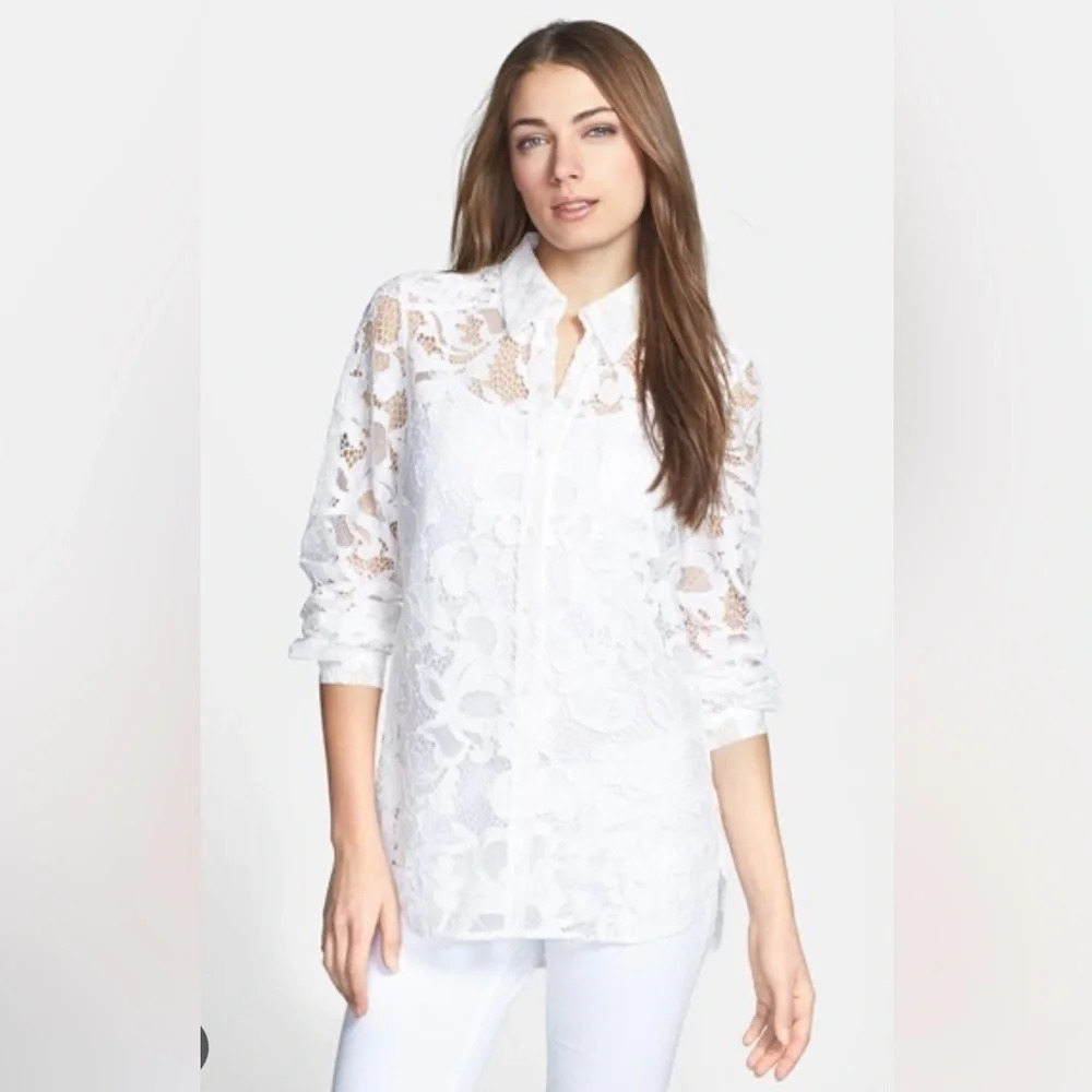 Diane von Furstenberg Lorelei Two Sheer Lace Shirt